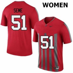 NCAA Ohio State Buckeyes Women's #51 Nick Seme Throwback Nike Football College Jersey TGY2145SM